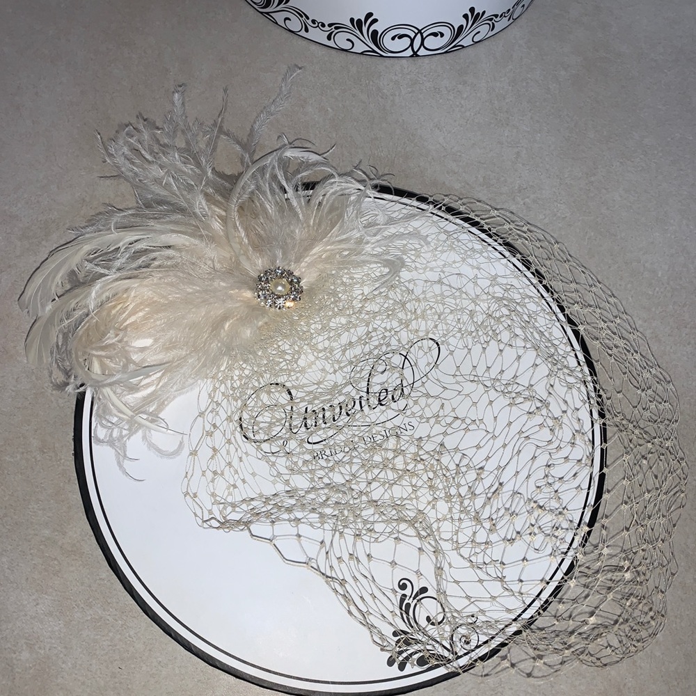 Birdcage veil, cream removable veil